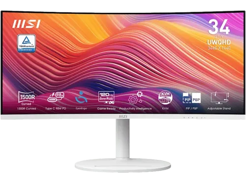 Monitor gaming MSI Modern MD342CQPW 34" UWQHD 1 ms MPRT 4 ms GtG 120 Hz 1x USB-B 2x USB-A 2x HDMI 1x DisplayPort Blanco
