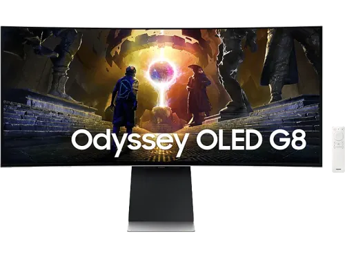 Monitor gaming Samsung Odyssey G8 LS34DG850SUXEN 34 " UWQHD 175 Hz 0.03 ms OLED Curvo FreeSync Premium Pro Altura ajustable Plata