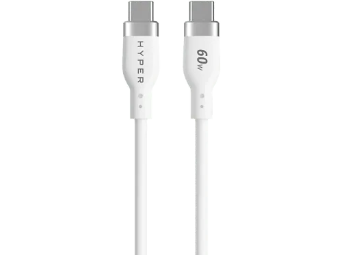 Cable adaptador Hyper HJ4011BKGL Universal Silicona 1.5m 60 W 480 Mbit/s USB-C a USB-C Blanco