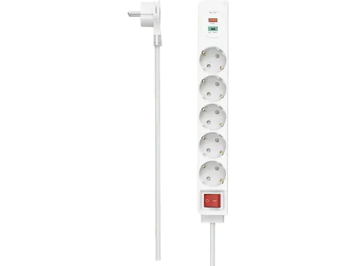 Regleta Hama 00223186 5x Enchufes 1x USB-A 1x USB-C 18W Interruptor Blanco