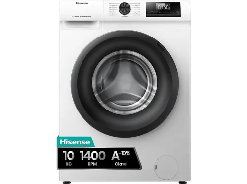 Lavadora carga frontal Hisense WF1Q1041BW 10 kg 1400 Rpm Función Vapor Eficiencia A-20% Blanco
