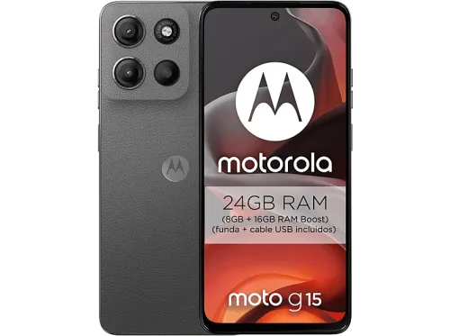Móvil Motorola Moto g15 Gris 256 GB 8 GB RAM 6.72" LCD MediaTek Helio G81 Full HD+ Cuero Vegano 5200 mAh