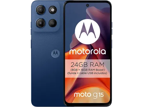 Móvil Motorola Moto g15 Navy Peony 512 GB 8 GB RAM 6.72" LCD MediaTek Helio G81 Full HD+ Cuero Vegano 5200 mAh