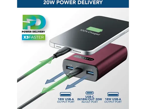 Powerbank CellularLine FAST 10000 mAh 20W USB-C Rojo