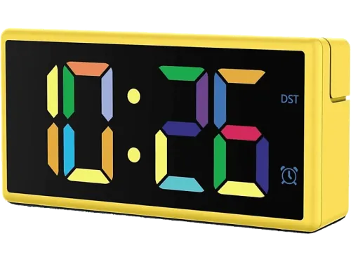 Despertador Hama Ibiza Digital 12/24h Hora Extragrande Pantalla Multicolor Carga Pila/USB Amarillo