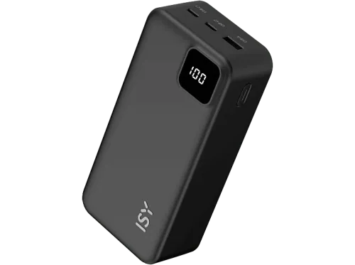 Powerbank Isy IPP-27000 27000 mAh 2x USB-C 1x USB-A LED-Display Negro