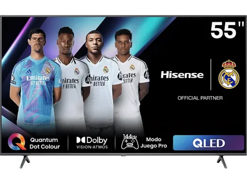 TV QLED 55" Hisense 55E7NQ Pro UHD 4K Game Bar 144Hz Dolby Vision IQ Dolby Atmos Subwoofer IA Negro