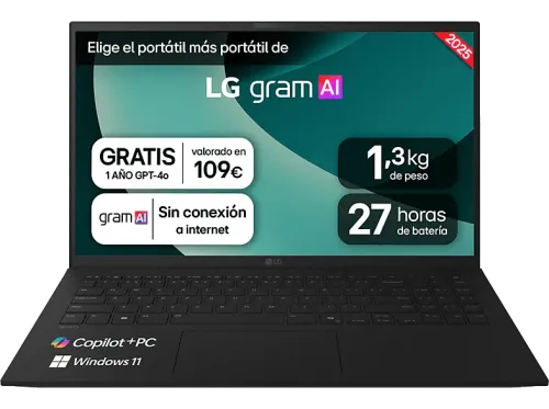 Portátil LG 15Z80T-G.AU78B 15" Full-HD AMD Ryzen™ AI 7 350 16 GB RAM 16GB SSD Radeon™ 860M WINDOWS Home