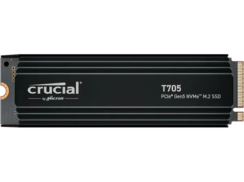 Disco duro SSD interno 4 TB Crucial T705 PCIe Gen5 NVMe M.2 with heatsink Interno Velocidad de lectura 13.600 MB/s Negro
