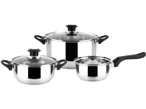 Batería de cocina Magefesa Family 5 piezas Tapa de Cristal Inducción Fondo Difusor Acero inoxidable