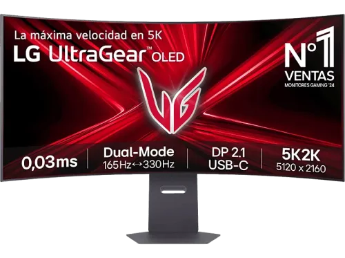 Monitor gaming LG UltraGear™ 45GX950A-B 45" 5K2K Dual Mode (165/330Hz) 0.03 ms OLED VA curvo 800R 2x HDMI HDR10 Morado grisáceo