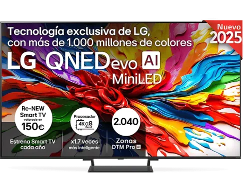 TV QNED MiniLED 55" LG 55QNED93A6A UHD 4K Procesador Inteligente α8 AI Processor 4K Gen2 Smart TV DVB-T2 (H.265) Negro