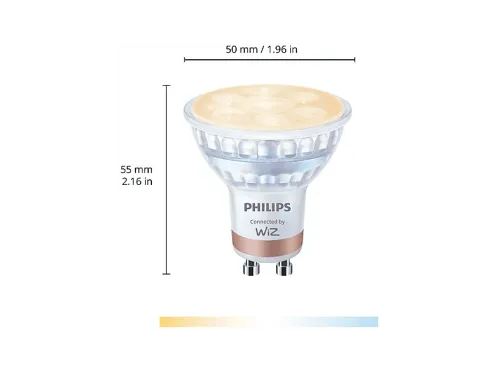 Bombilla inteligente Philips PHI WFB 50W GU10 GLASS 927-65 TW 2PF/6 Luz blanca fría Pack 2 Blanco
