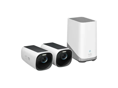 Cámara de vigilancia IP Eufy S330 4K Función de visión nocturna Exterior Solar 2x Cámaras 1x HomeBase 3 Negro/Blanco