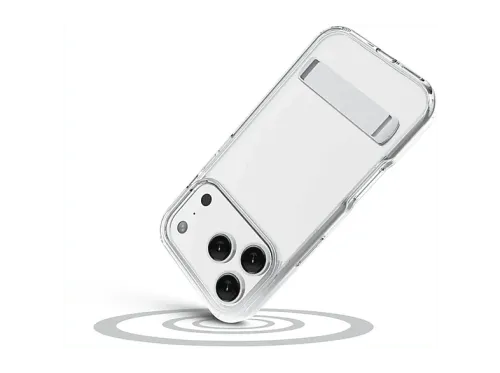 Funda móvil CellularLine CLEAR STAND Para iPhone 17 Pro Max Esquinas reforzadas Con soporte integrado Antibacteriana Transparente