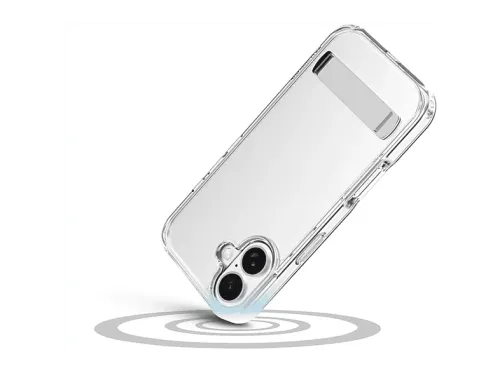 Funda móvil CellularLine CLEAR STAND Para iPhone 17 Esquinas reforzadas Anti-amarilleo Con soporte integrado Antibacteriana Transparente