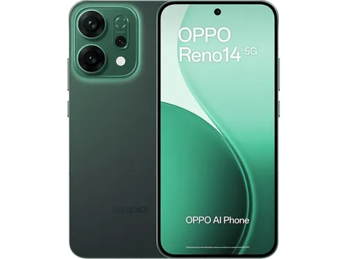 Móvil OPPO Reno14 Luminous Green 256 GB 12 GB RAM 6.59 " 2.5D AMOLED Mediatek Dimensity 8350 (4nm) 6000 mAh IP69