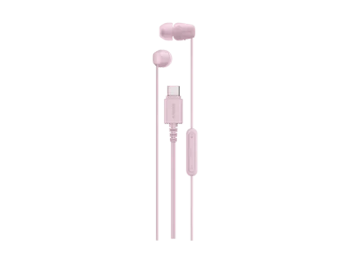 Auriculares de botón Sony IER‑EX15C con Micrófono USB-C iPhone/Android/Portátil/PC Ligero Graves potentes Ideal para viajar/uso diario Rosa