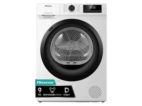 Secadora bomba de calor Hisense DHQE900UWDC 9 kg 16 programas Anti arrugas Secado automático Blanco