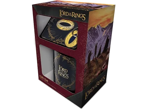 Pack Merchandising Pyramid International El Señor de los Anillos Taza + Llavero +Posavasos