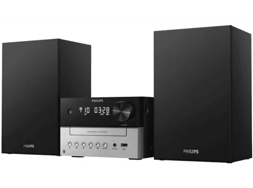 Microcadena Philips TAM3205/12 18 W Bluetooth USB MP3 Woofer 3" Display LED Negro/Plata