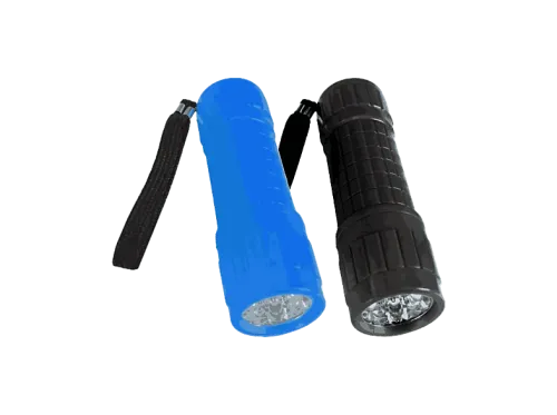 Pack Linternas Panda TC-65LB 2 unidades 9 LEDs 60 lúmenes Alcance 5 metros Pilas AAA Azul y Negro