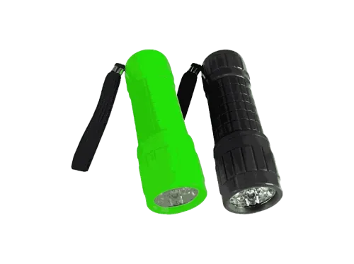 Pack Linternas Panda TC-65GR 2 unidades 9 LEDs 60 lúmenes Alcance 5 metros Pilas AAA Verde y Negro