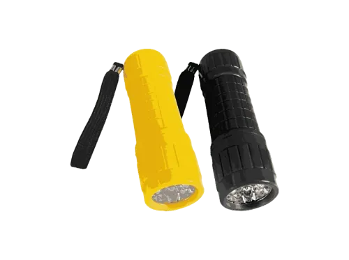 Pack Linternas Panda TC-65YL 2 unidades 9 LEDs 60 lúmenes Alcance 5 metros Pilas AAA Amarillo y Negro