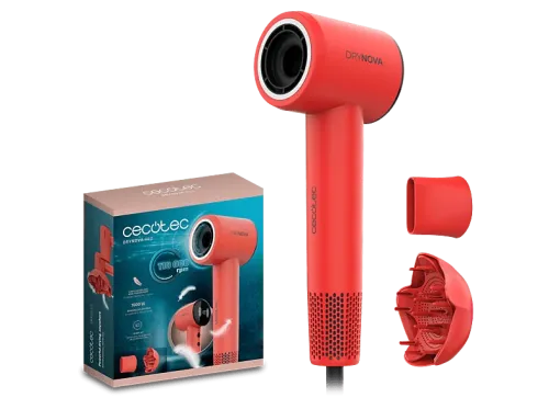 Secador Cecotec DryNova Red 1600 W 4 Niveles de Temperatura Regulación continua Difusor incluido Rojo