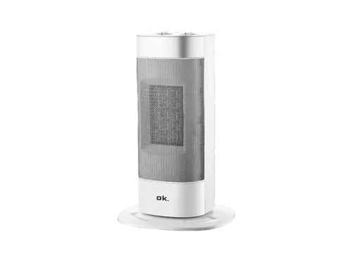 Calefactor ok. 116593 Cerámico De pie 2000W 3 niveles calor Termostato regulable Oscilación Hasta 20 m2 30 dB Sistema seguridad Blanco