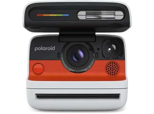 Cámara instantánea Polaroid Flip + 8 Film Bundle Sistema hiperfocal 4 lentes Flash Blanco