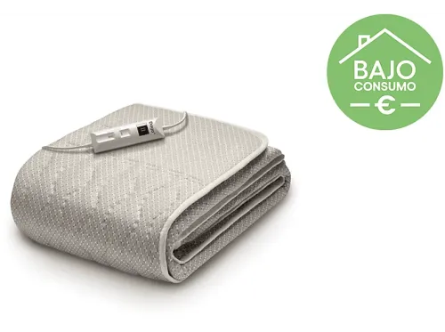 Manta eléctrica Daga Sueño Cálido 2 Niveles 50 W 150x80 cm Mando separable Lavable Gris