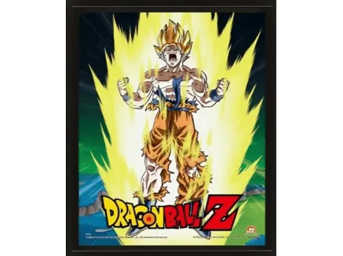 Póster Sherwood Dragon Ball Goku Super Saiyan 3D Enmarcado de plástico negro Multicolor