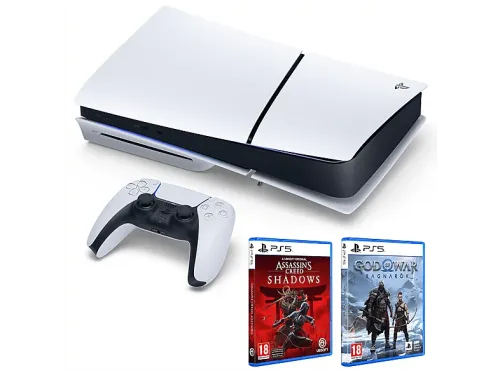 Consola Sony PS5 Slim Standard 1 TB SSD 1 mando Chasis E Blanco + Assassin's Creed: Shadows + God Of War: Ragnarok