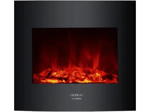 Estufa eléctrica Cecotec Ready Warm 2600 Curved Flames Chimenea Decorativa Tamaño 26" 2000 W Negro