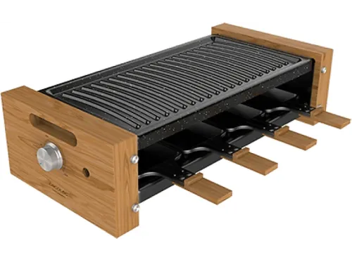 Raclette Cecotec Cheese&Grill 8200 Wood Black 1200 W Placa antiadherente 8 Sartenes incluidos Wood Black