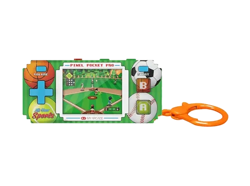 Consola retro portátil My Arcade Pixel Pocket Pro All-Star Sports 18 juegos de deportes Llavero portátil