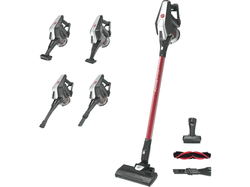 Aspirador escoba Hoover HF300 HOME Cepillo Anti-Enredos Posición Parking Luz LED Autonomía 40 min Batería Extraíble Carga 2.5h 0.7L Rojo
