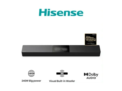 Barra de sonido Hisense HS2000 Bluetooth 240 W Audio 2.1 Subwoofer integrado Dolby Audio Negro