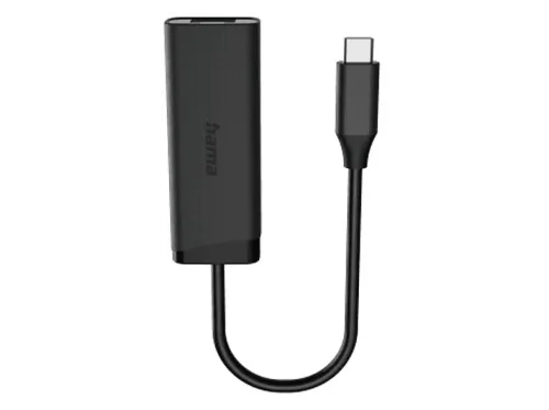 Adaptador cable Hama 00200360 USB-C a RJ45 2.5 Gbps 10/100/1000/2500 Mbps Negro