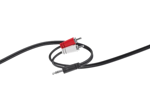 Cable audio ISY IAU-1033 10cm 3.5 mm jack a RCA out Negro