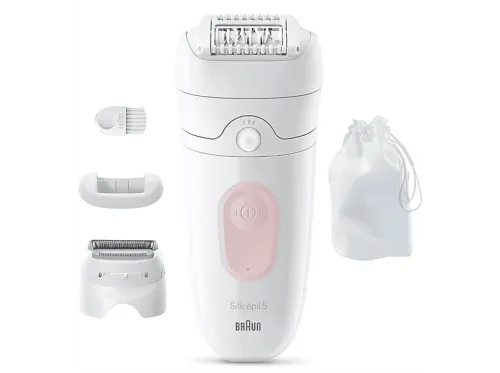 Depiladora Braun Silk·épil 5 5-030 Piel suave duradera Tecnología Microgrip con 28 pinzas Wet&Dry Blanco/Rosa