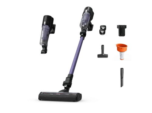 Aspirador escoba Rowenta X Pert 5.80 RH5A32 Potencia succión 120 AW 60 min Cepillo multisuperficie Pantalla digital Alta filtración Violeta