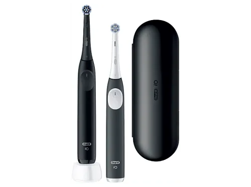 Cepillo eléctrico Oral-B iO 2 Pack dúo 2 recambios 3 modos Temporizador Sensor de presión Estuche de viaje Negro y Verde Bosque