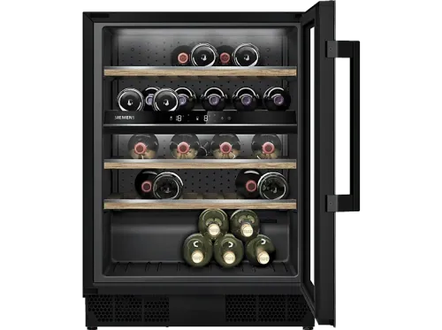 Vinoteca Siemens KU21WAHG0 3 glass panels UV-filter 44 botellas 120 l Negro