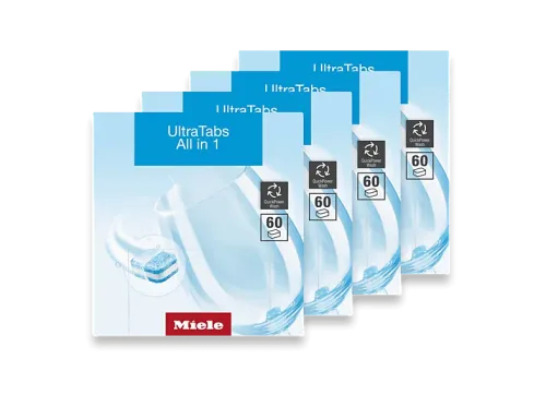 Pastillas para lavavajillas Miele UltraTabs All in 1 Detergente Sal y Abrillantador Sin Fosfatos 240 Pastillas Azul