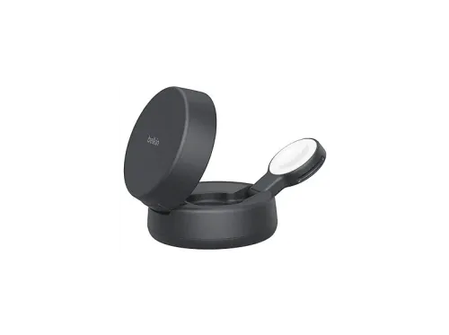 Cargador móvil inalámbrico Belkin WIZ043kqCH Compatible con Qi2 o MagSafe 25 W En vertical o apaisado 2 en 1 Negro