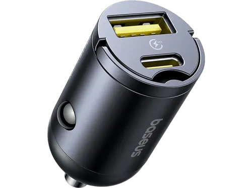 Cargador coche Baseus Tiny Star Mini Universal Tipo-C y USB 30W Con cable Negro Cosmic