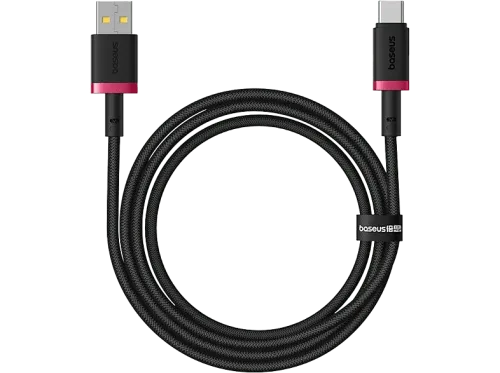 Cable USB Baseus Dura USB a USB-C 100 cm 60W Carga rápida Ultrarresistente Negro y Rojo