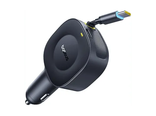 Cargador coche Baseus VR2 PrimeTrip Universal 30W Puerto Tipo-C Con cable retráctil Tipo-C Rotación multiángulo Negro Cosmic